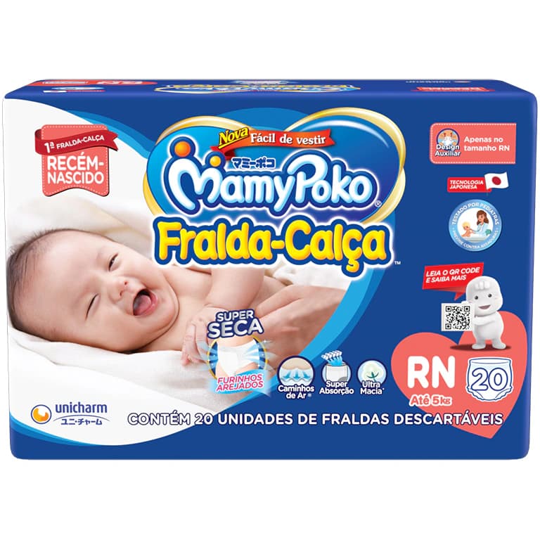 MamyPoko Fralda-Calça Super Seca Regular RN 20 unidades