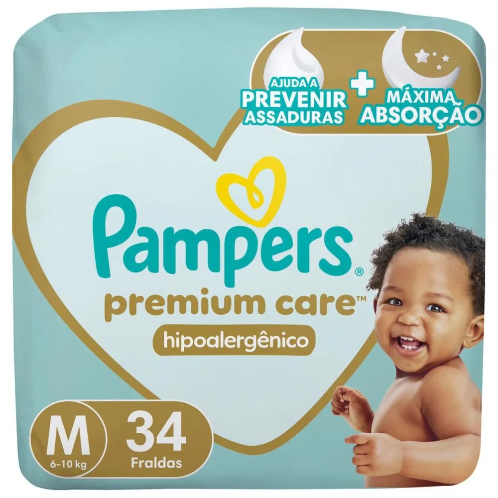 Pampers Fralda Premium Care Tamanho M 34 unidades