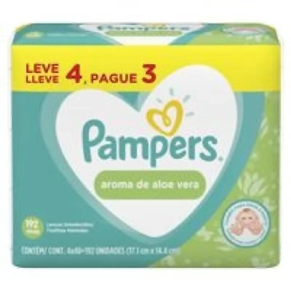 Pampers Kit Lenços Umedecidos Aroma de Aloe Vera 192 unidades (4x48)