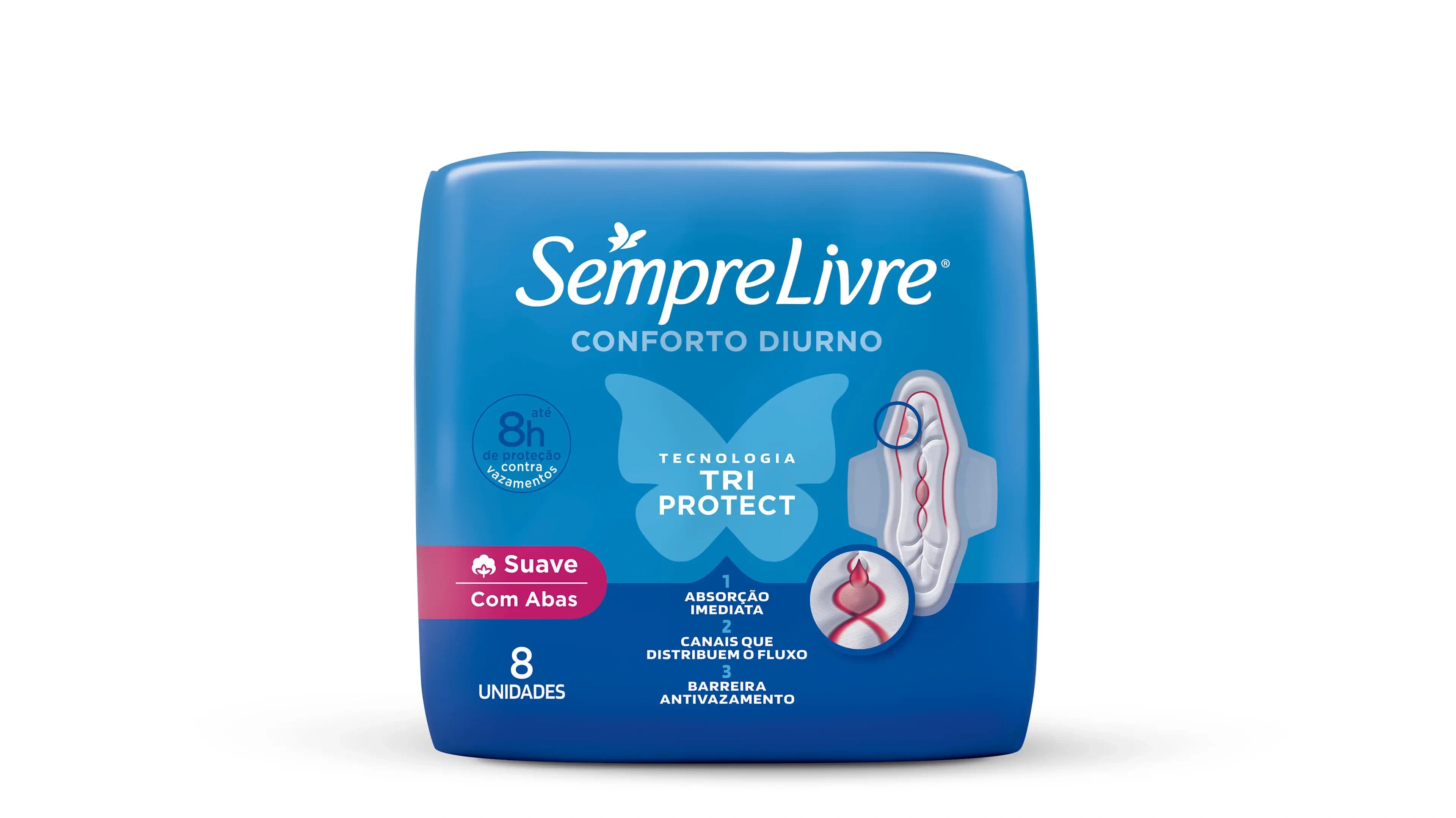Sempre Livre Absorvente Externo com Abas Suave 8 unidades