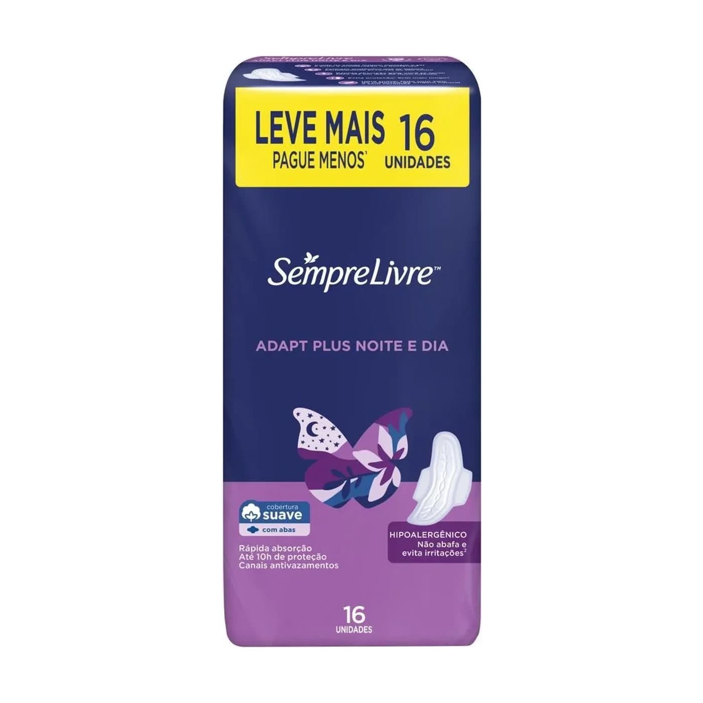 Sempre Livre Absorvente Externo Noite e Dia Adapt Plus com Abas 16 unidades