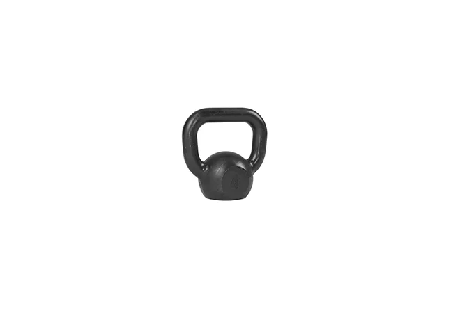 Kettlebell Fundminas de ferro fundido preto de 4 kg, com o peso gravado no corpo