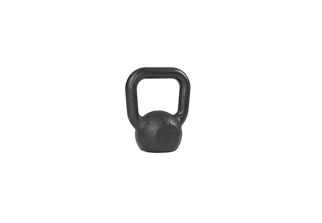Kettlebell Fundminas de ferro fundido preto de 8 kg, com o peso gravado no corpo
