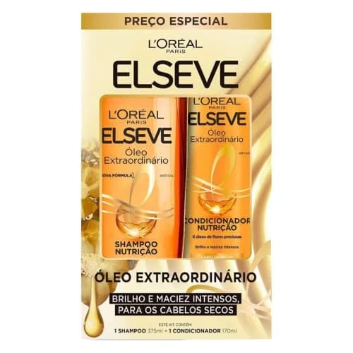 Kit Elseve Óleo Extraordinário com shampoo e condicionador, 545 ml no total
