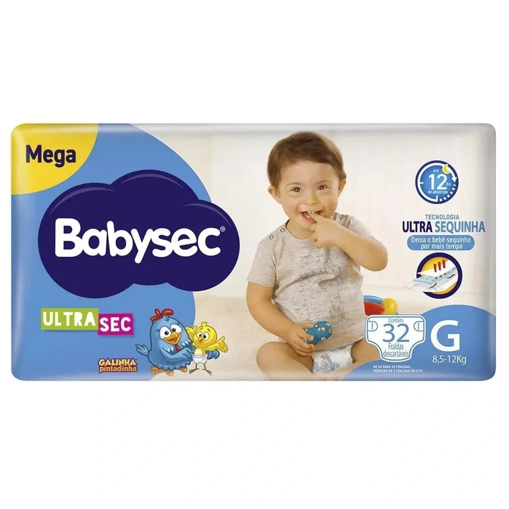 Babysec Fralda Descartável Galinha Pintadinha Ultrasec G 32 unidades