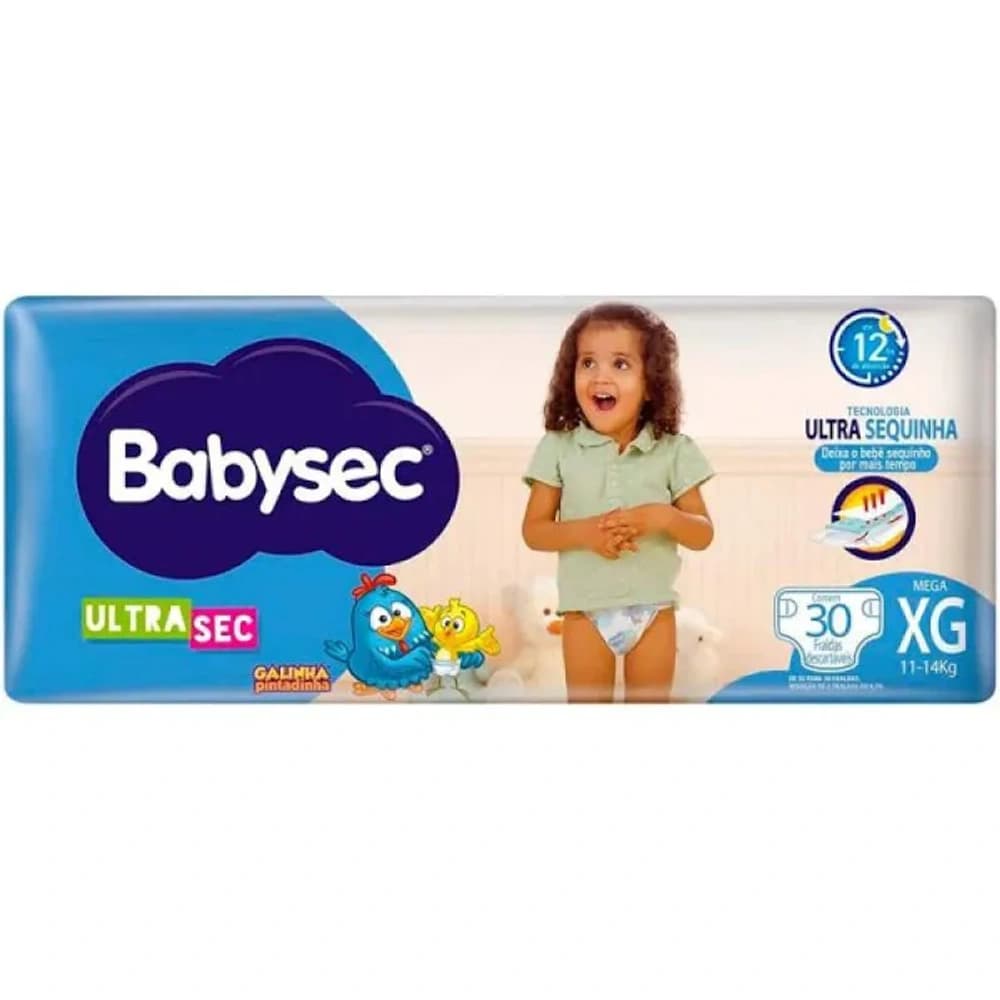 Babysec Fralda Galinha Pintadinha Ultrasec XG 30 unidades