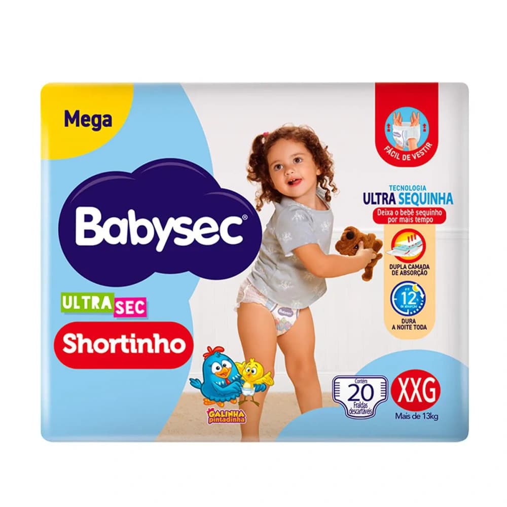 Babysec Fralda-Calça Shortinho Mega XXG 20 unidades