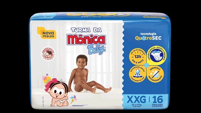 Turma da Mônica Baby Fralda Turma da Mônica Baby Jumbo XXG 16 unidades