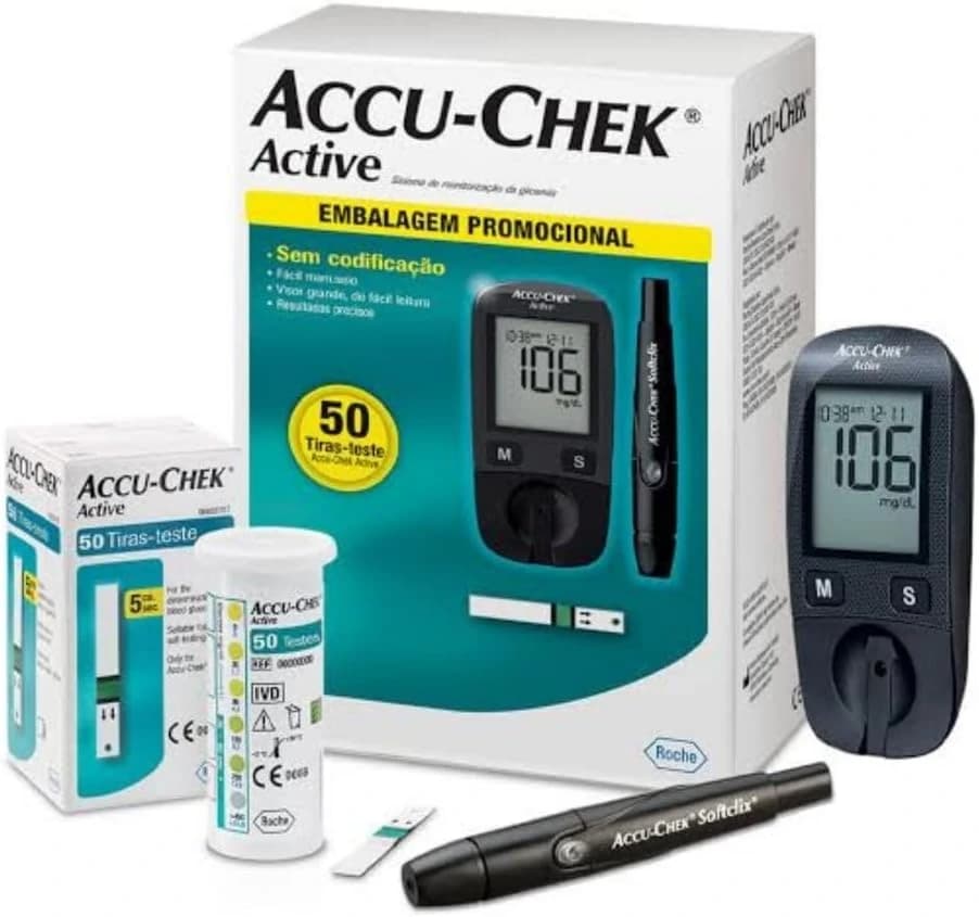 Kit Accu-Chek Active com medidor e 50 tiras de teste