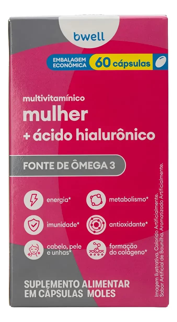 Bwell Multivitamínico Mulher com ácido hialurônico, 60 cápsulas