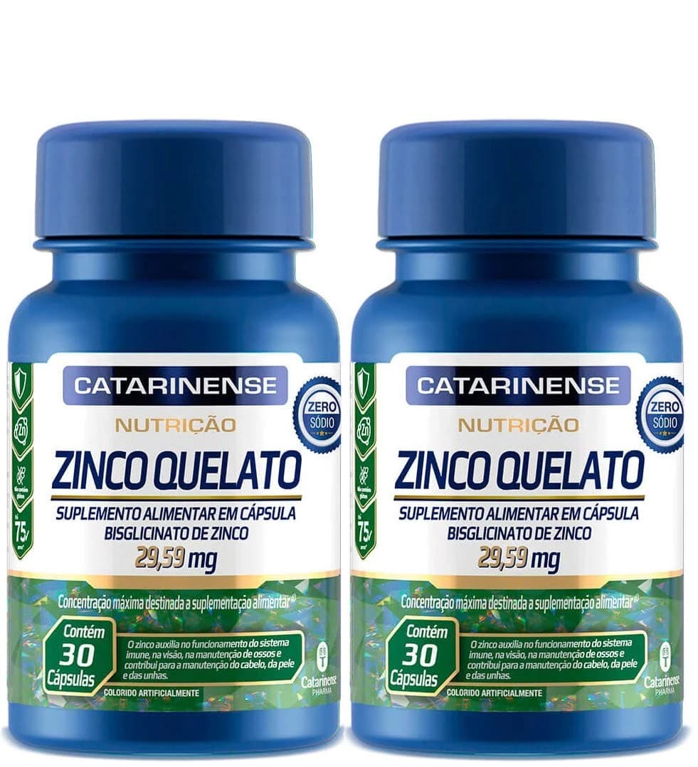 Kit com duas embalagens de 30 cápsulas de Zinco Quelato Catarinense