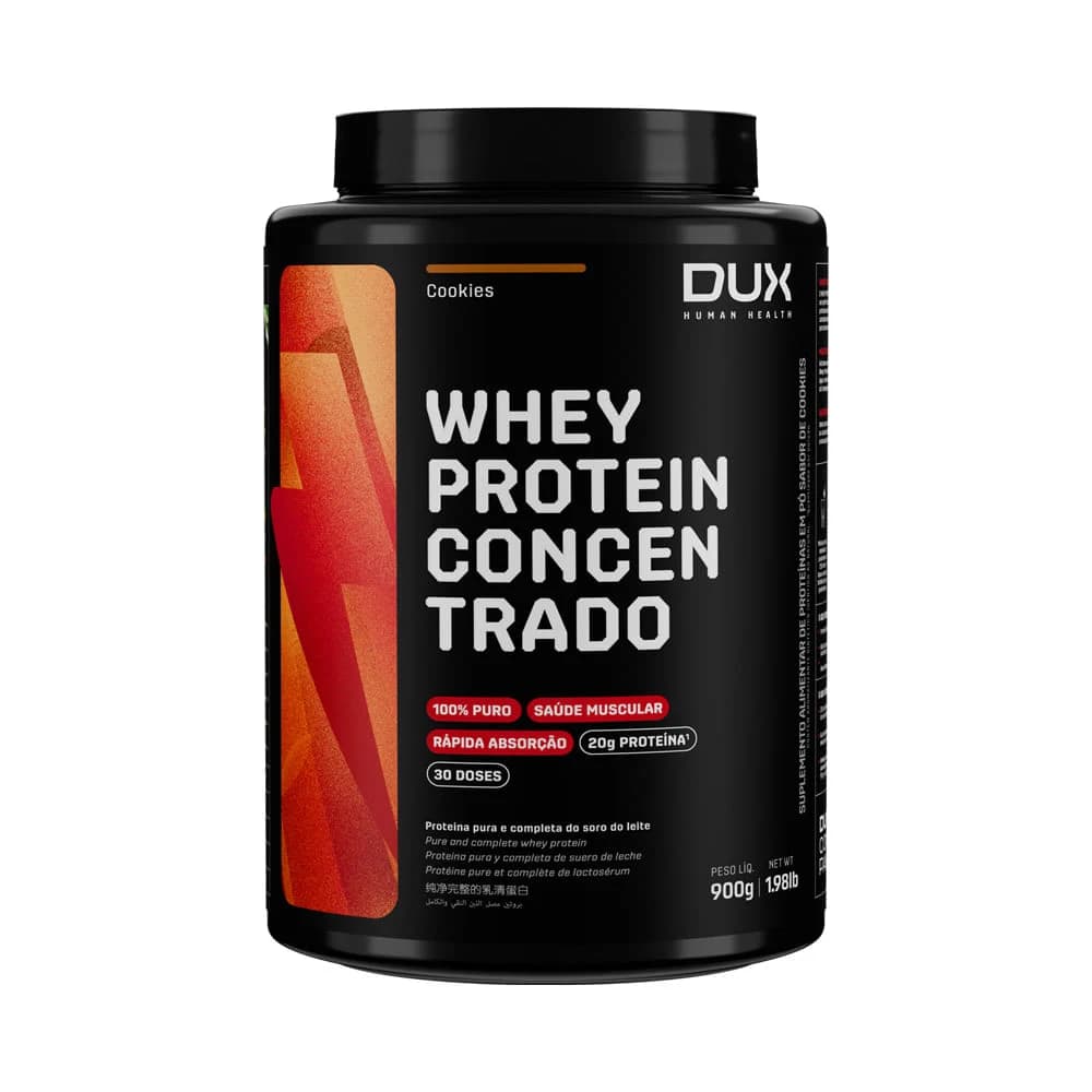 DUX Whey Protein Concentrado, pote de 900 g