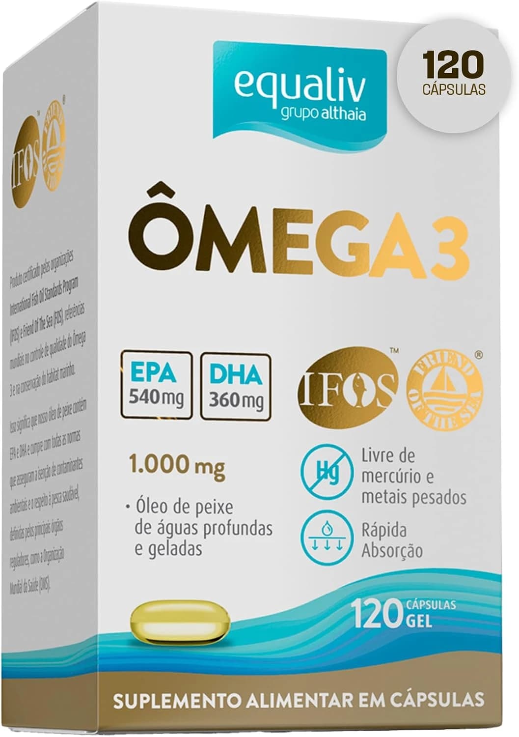 Equaliv Ômega 3 1000 mg, frasco com 120 cápsulas gel