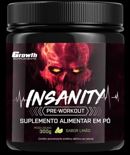 Growth Supplements Pre-Treino Insanity, pote de 300 g