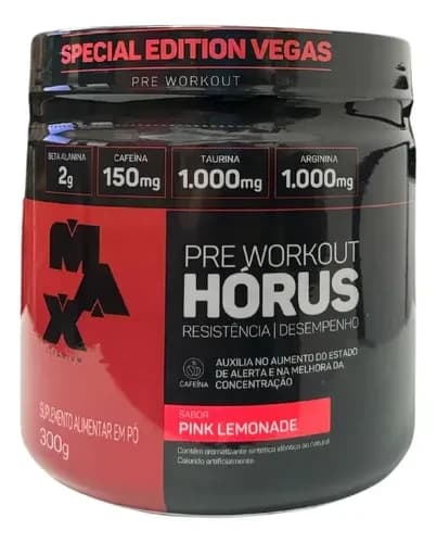 Max Titanium Horus Pré-Treino Pink Lemonade, pote de 300 g