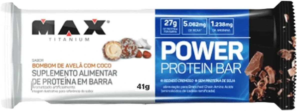 Max Titanium Power Protein Bar, barra de proteína de 41 g