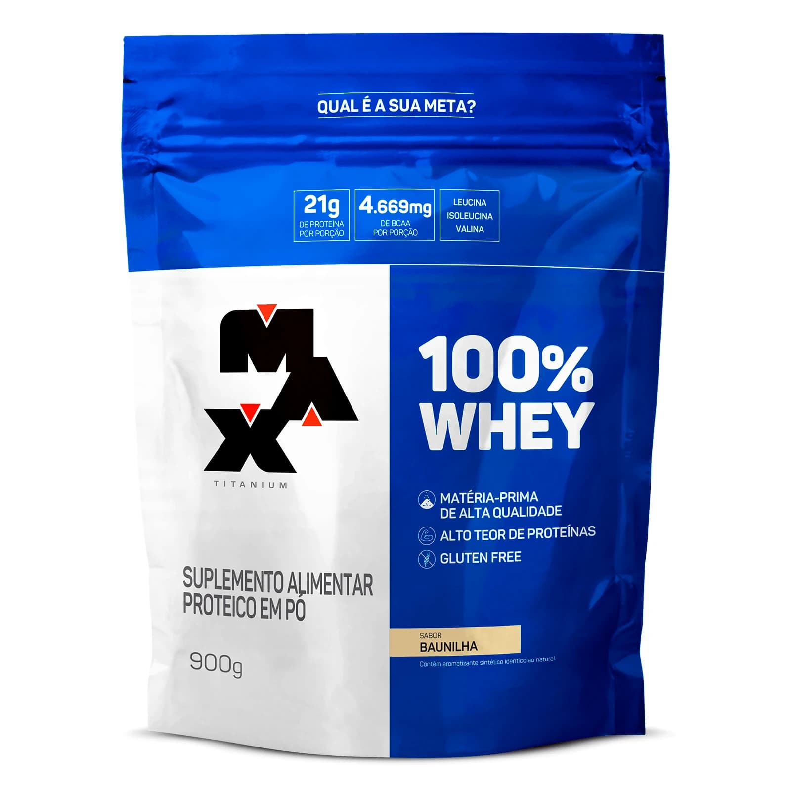 Refil Max Titanium 100% Whey Protein Concentrado Baunilha 900 g