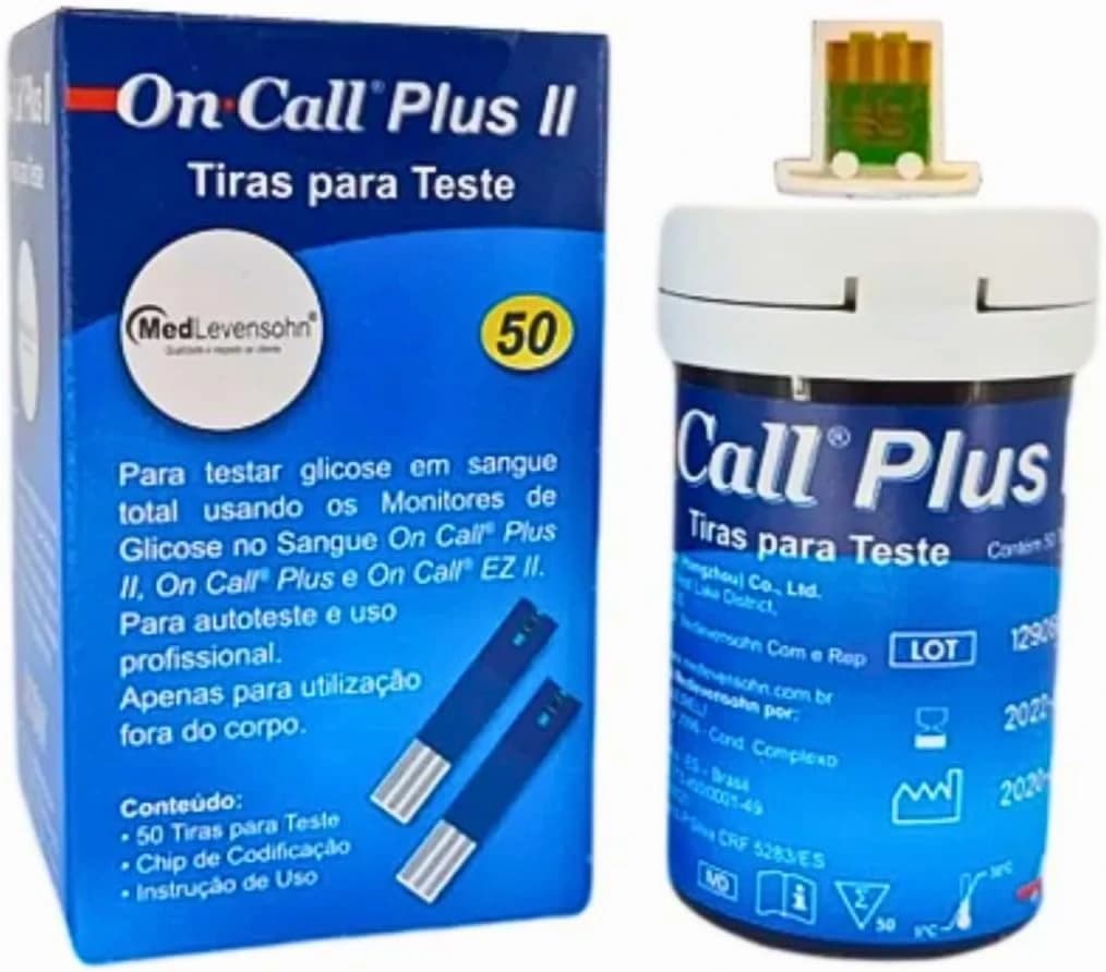 Tiras de teste On Call Plus II, frasco com 50 unidades