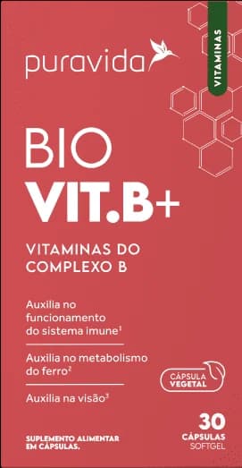 Puravida Bio Vit.B+ complexo B, embalagem com 30 cápsulas softgel