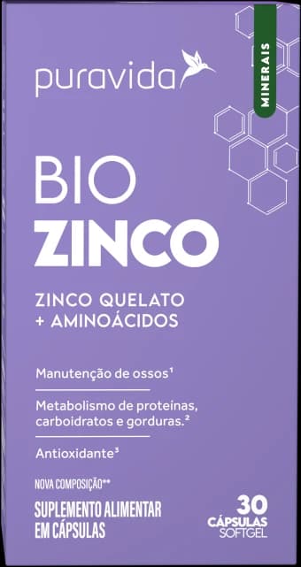 Puravida Bio Zinco Quelato, caixa com 30 cápsulas softgel