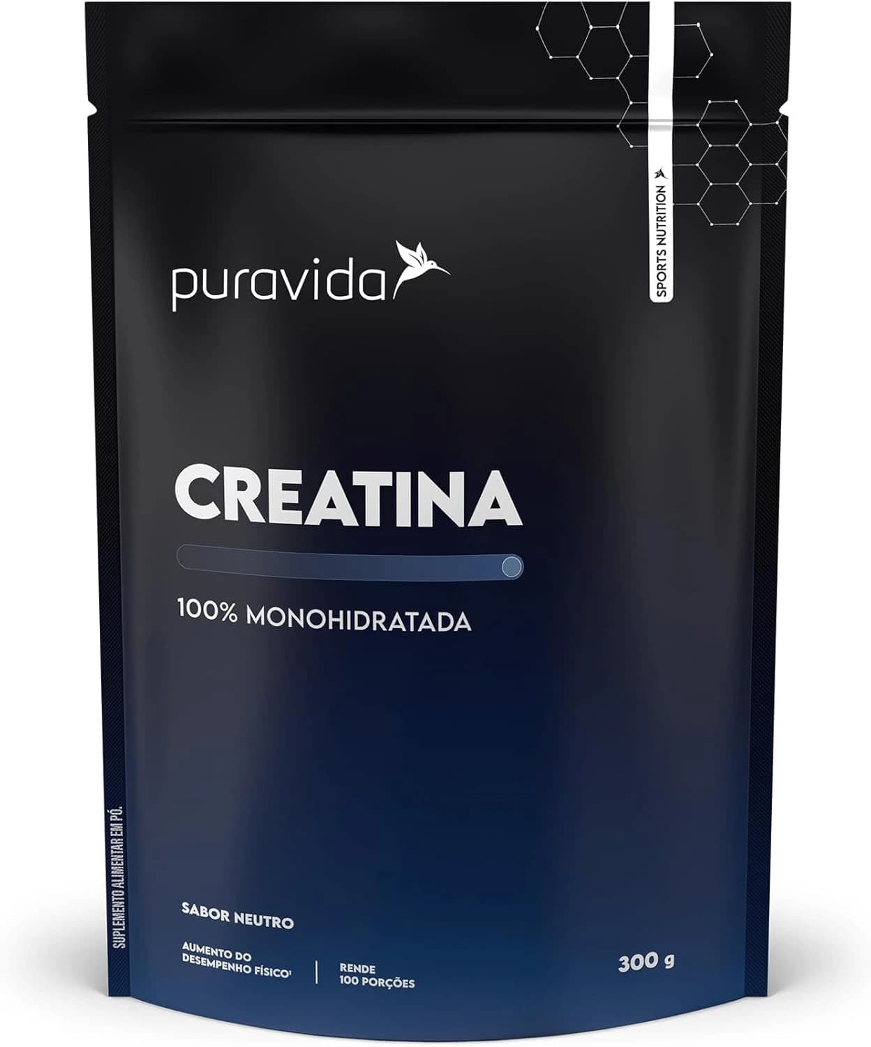 Puravida creatina monohidratada, pote de 300 g