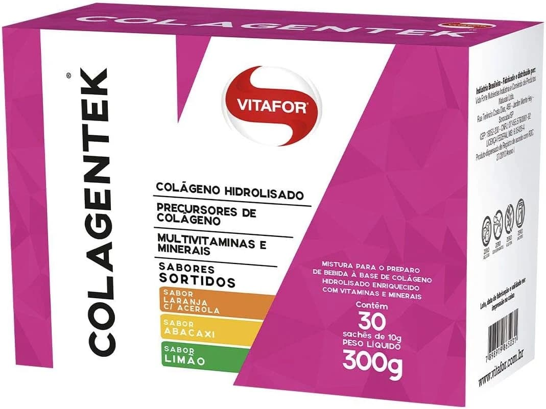 Vitafor Colagentek, caixa com 30 sachês de 10 g