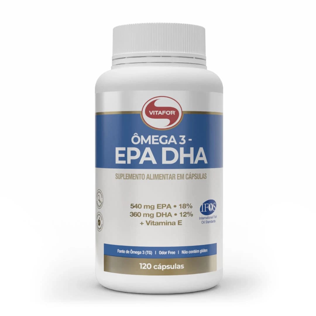 Vitafor Ômega 3 EPA DHA com vitamina E, frasco de 120 cápsulas