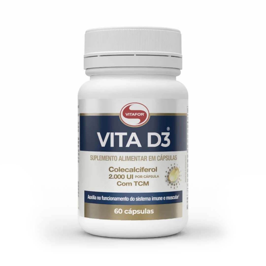 Vita D3 Vitafor, frasco com 60 cápsulas