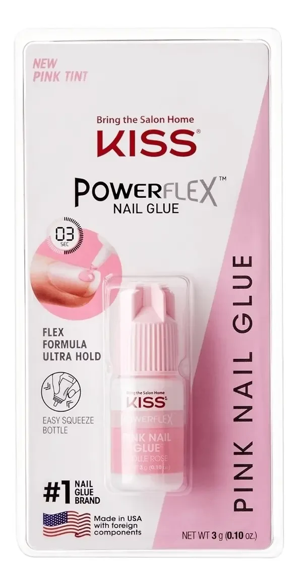 Kiss New York Powerflex Pink Nail Glue, cola para unhas de 3 g