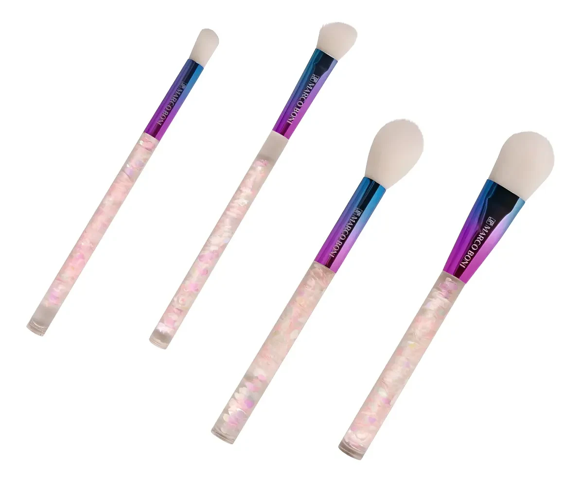 Kit de pincéis de maquiagem Marco Boni Linha Aqua rosa