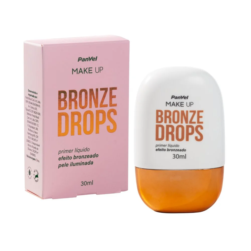 Panvel Make Up Primer Líquido Bronze Drops dourado 30 ml