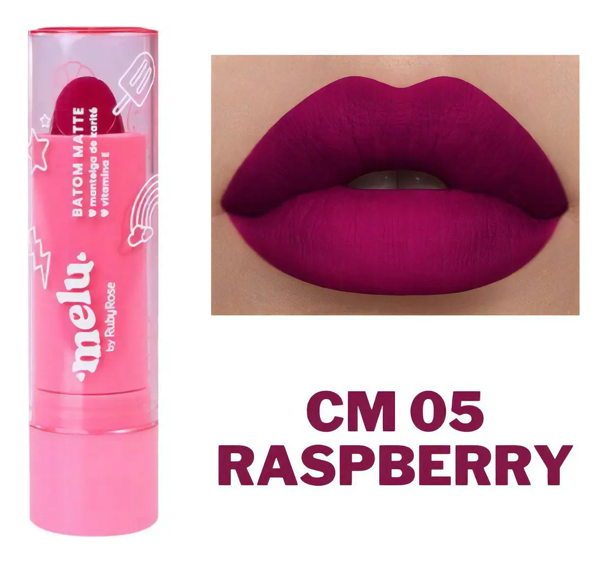 Ruby Rose Melu Batom Bala Matte CM05 Raspberry