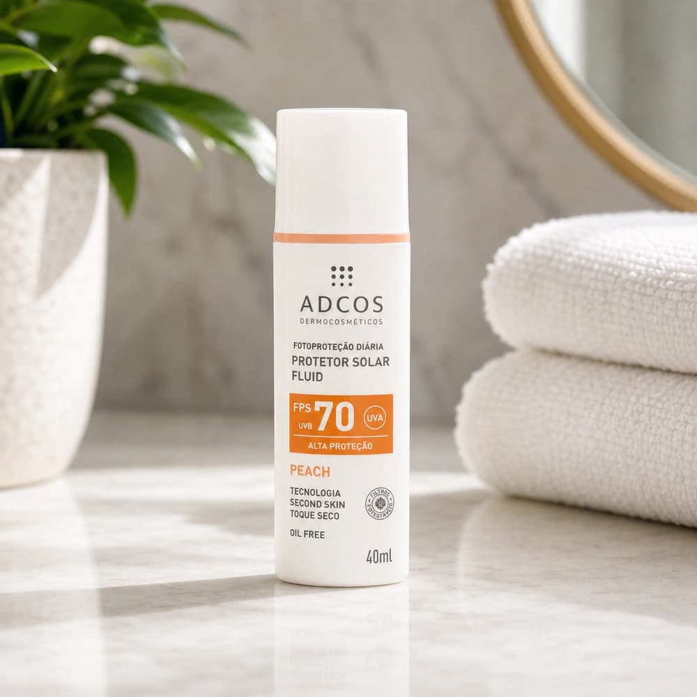 ADCOS Protetor Solar Fluid FPS70 Peach 40ml