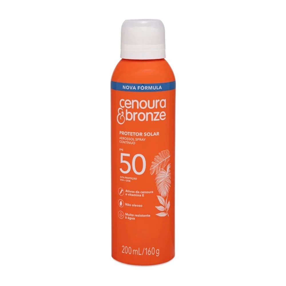 Cenoura & Bronze Protetor Solar Aerossol Spray FPS 50 Cenoura & Bronze, 200ml