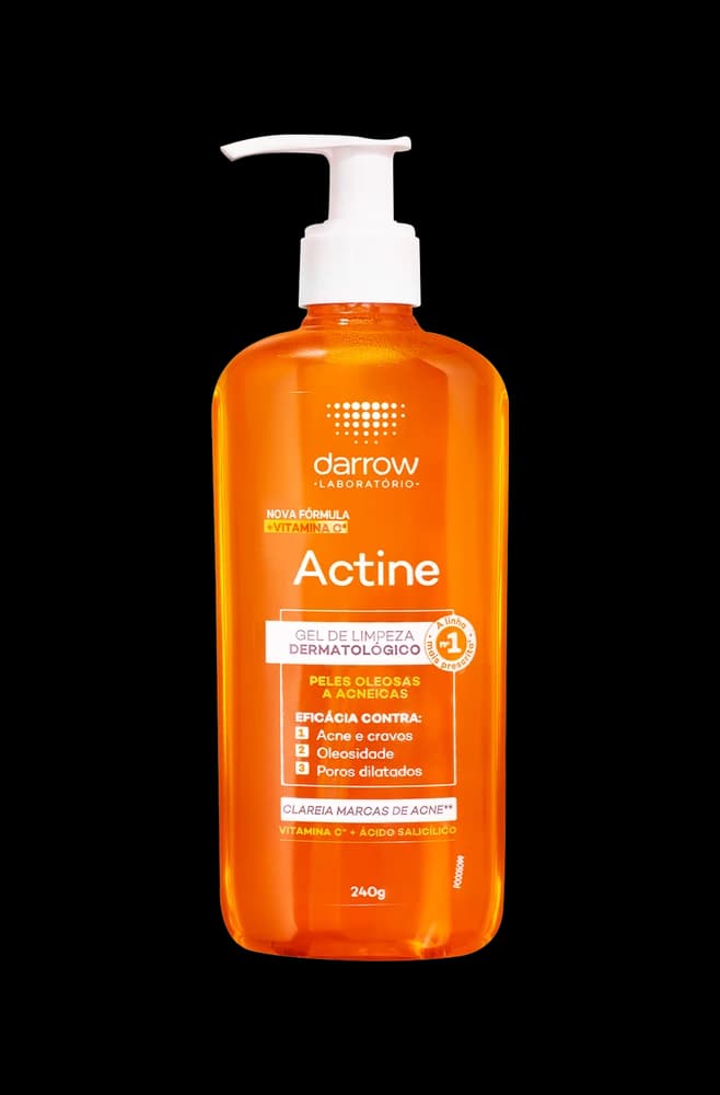 Darrow Actine Gel de Limpeza Facial com Ácido Salicílico, Vitamina C e Lactato de Mentila 240g