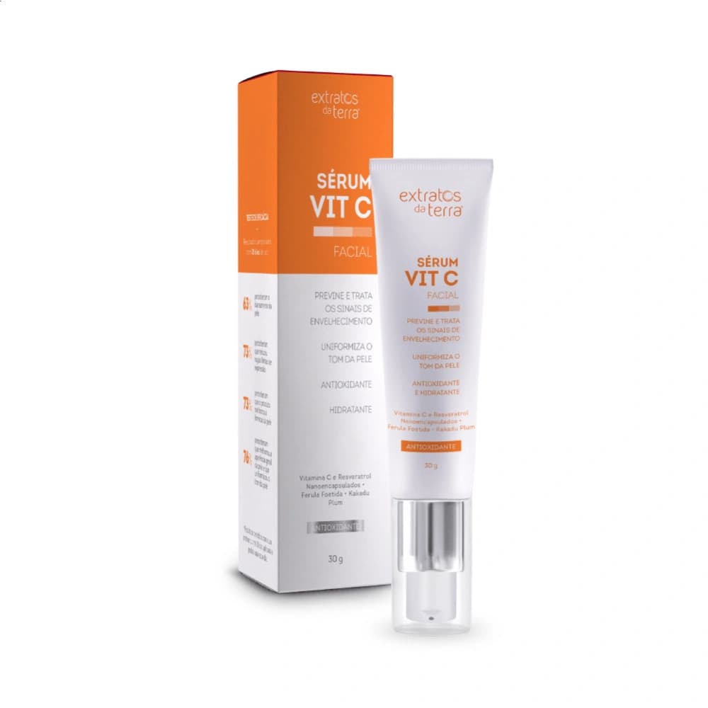 Extratos da Terra Sérum Facial com Vitamina C Uso Diário Pele Glow 30g