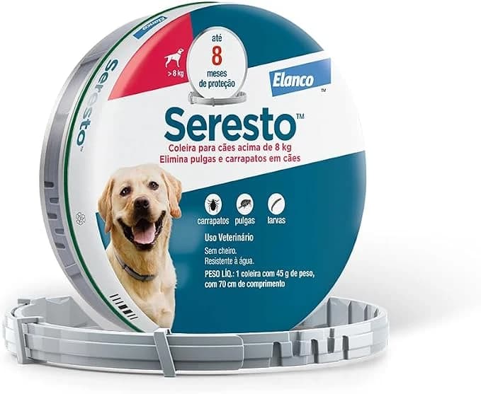 Coleira Seresto antipulgas e carrapatos para cães e gatos acima de 8 kg