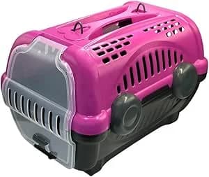 Caixa de transporte Furacão Pet Luxo número 2, rosa e cinza