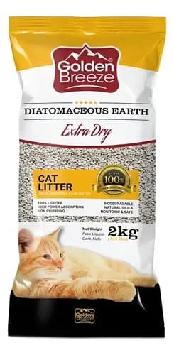 Areia higiênica Golden Breeze Extra Dry Fina para gatos, pacote de 2kg