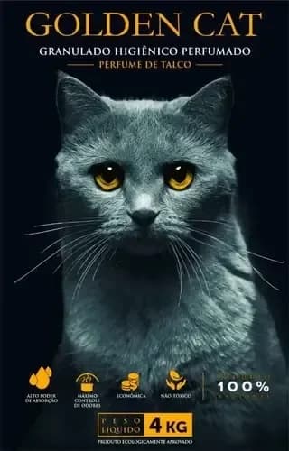 Areia sanitária Golden Cat granulada perfumada com talco para gatos, pacote de 4kg