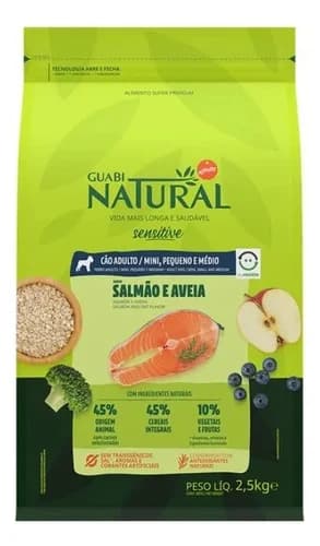 Guabi Natural Sensitive cães pequeno e médio salmão 2,5 kg