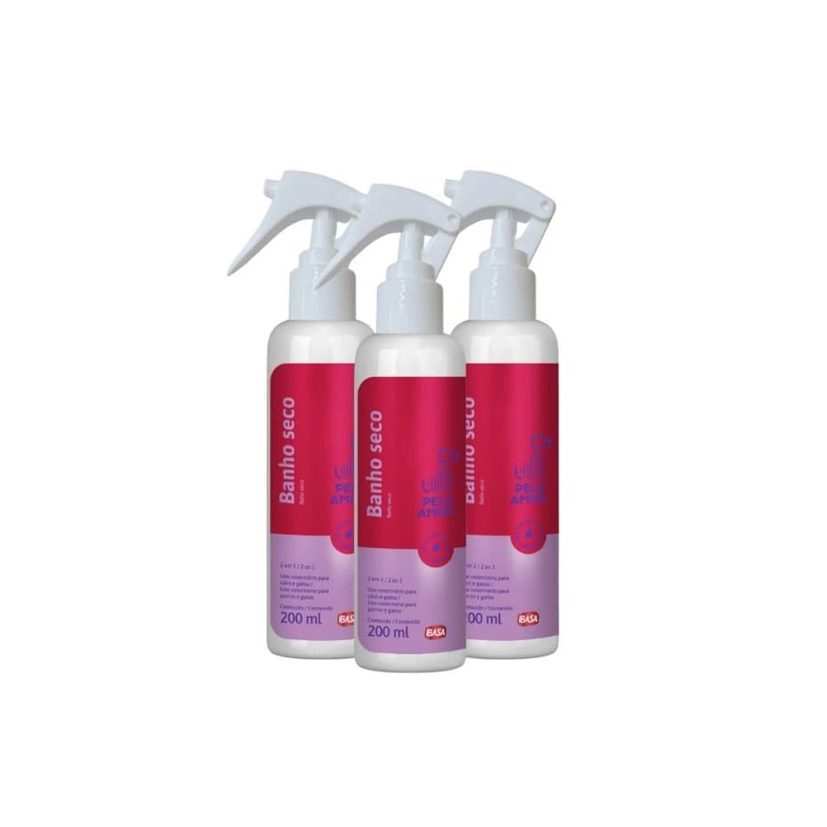 Ibasa Pelo Amor Banho a Seco, kit com 3 frascos de 200 ml
