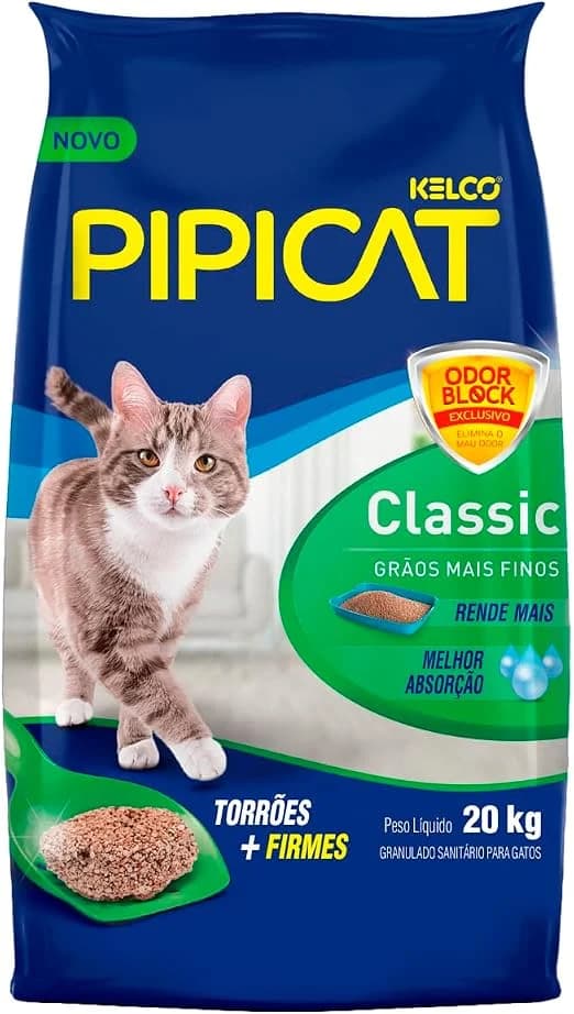 Areia higiênica Pipicat Classic para gatos, pacote de 20kg