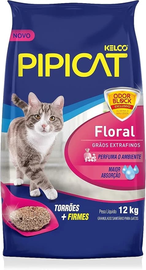 Granulado sanitário Pipicat Floral para gatos, pacote de 12kg