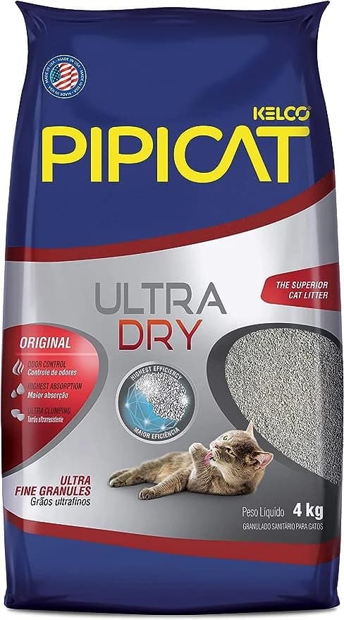 Areia higiênica Pipicat Ultra Dry para gatos, pacote de 4kg