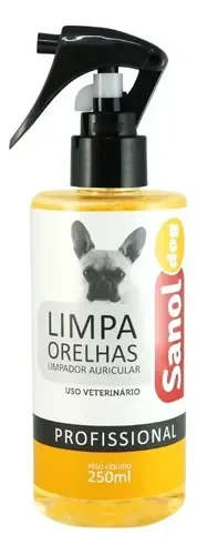 Limpador auricular Sanol Dog para cães e gatos, frasco de 250ml