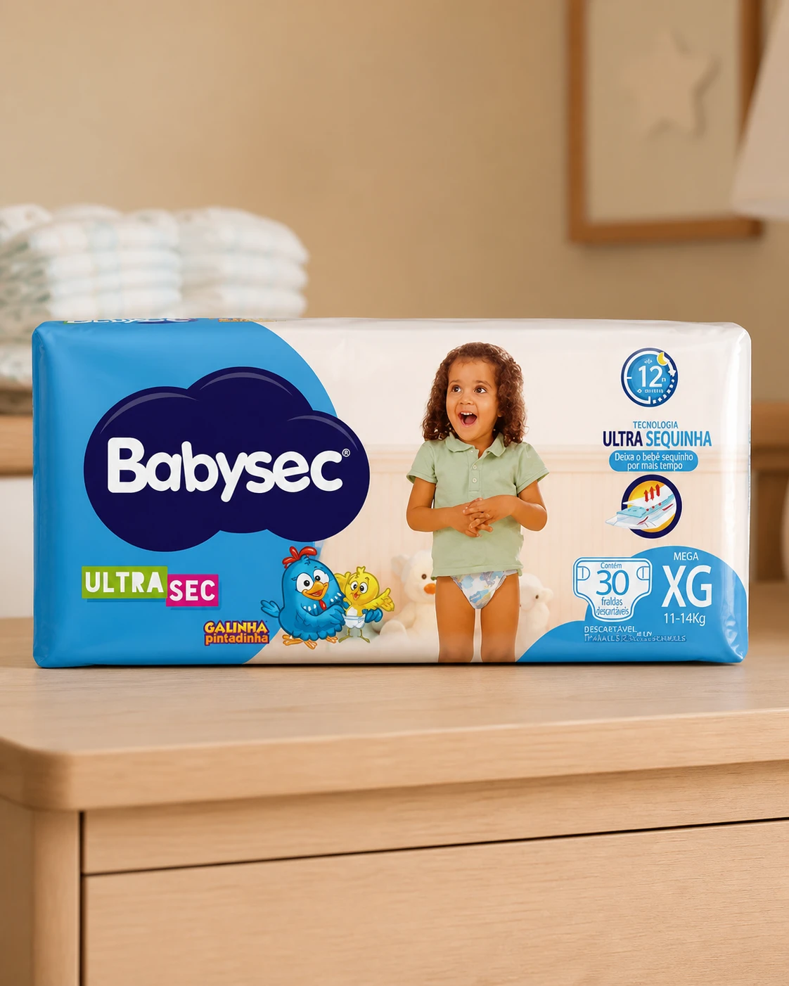 Babysec Fralda Galinha Pintadinha Ultrasec XG 30 unidades