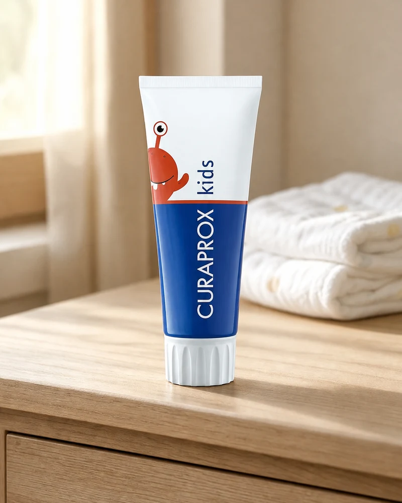 Curaprox Kids creme dental infantil sem flúor sabor morango 60 ml