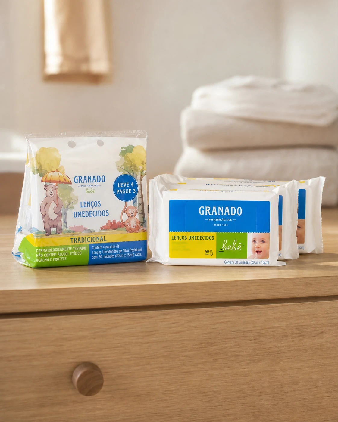 Granado Kit 4 Lenços Umedecidos Bebê Tradicional 200 unidades (4x50)