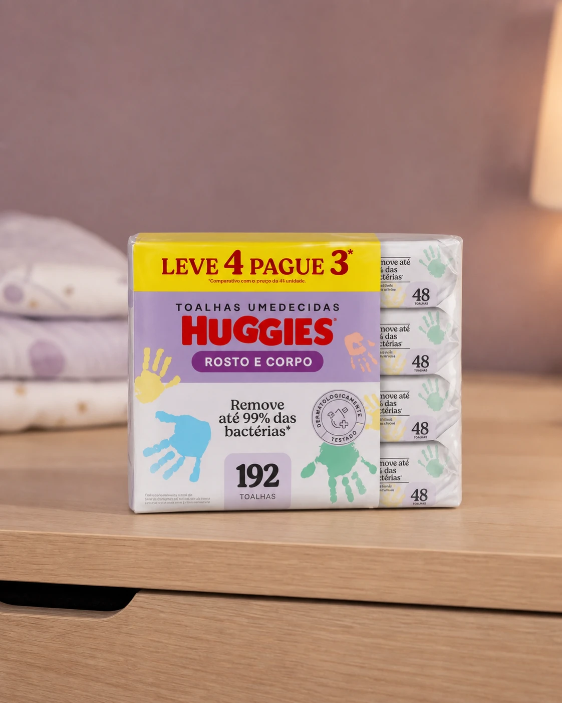 Huggies Kit Lenços Umedecidos Rosto e Corpo 192 unidades (4x48)
